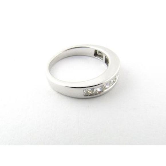 Vintage 14 Karat White Gold Princess Cut Diamond Wedding Band Size 6 #2516 - Picture 6 of 6